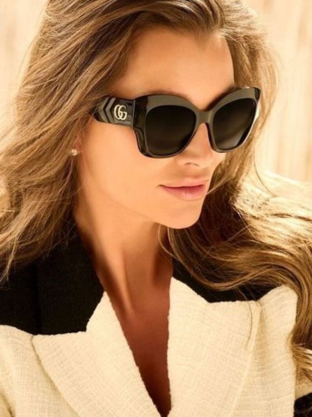 Gucci GG0808S 001 Women Sunglasses Black Butterfly Frame, Grey Lenses